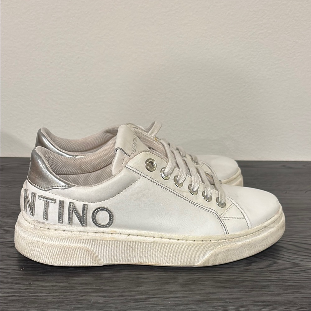Valentino White Sneakers with Silver Details